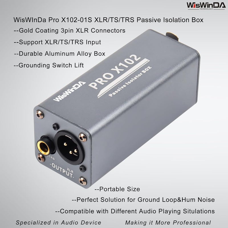 WisWinDa Store Pro X102-1S 1/4 6.35 TRS/TS/XLR Multi-Purpose Hum Eliminator Box Microphone and Audio Player Ground Loop Noise Isolator HiFi Stereo Noise Filter for Different Audio Using Systems - Image 2